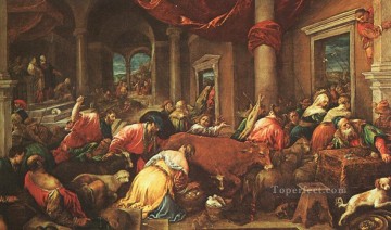 Jacopo Bassano Painting - La Purificación Del Templo Jacopo Bassano